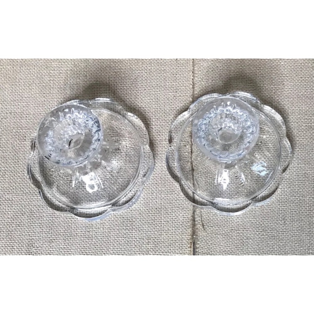 Vintage Zajecar Crystal Taper Candle Holder Set Scalloped Base Fairy Core - Picture 2 of 4